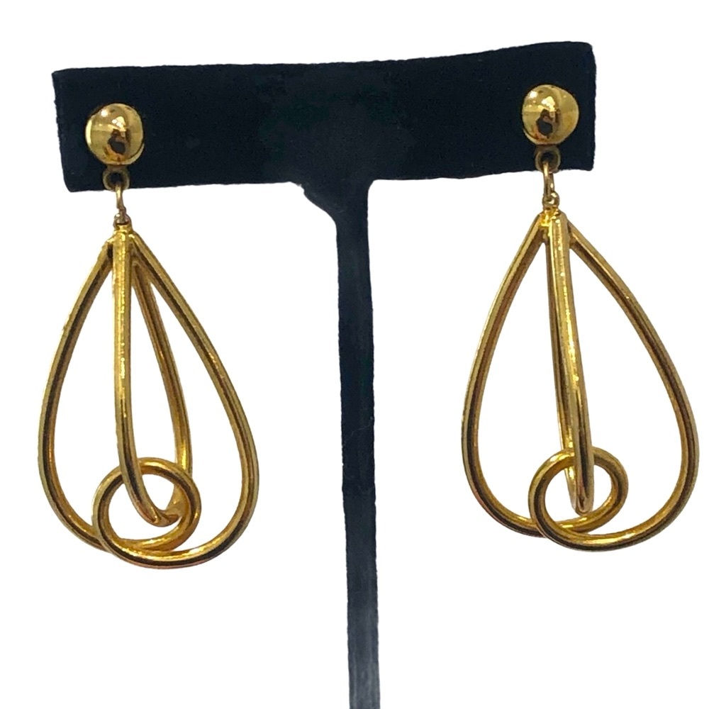 VINTAGE TEAR DROP CAGE EARRINGS IN GOLD TONE